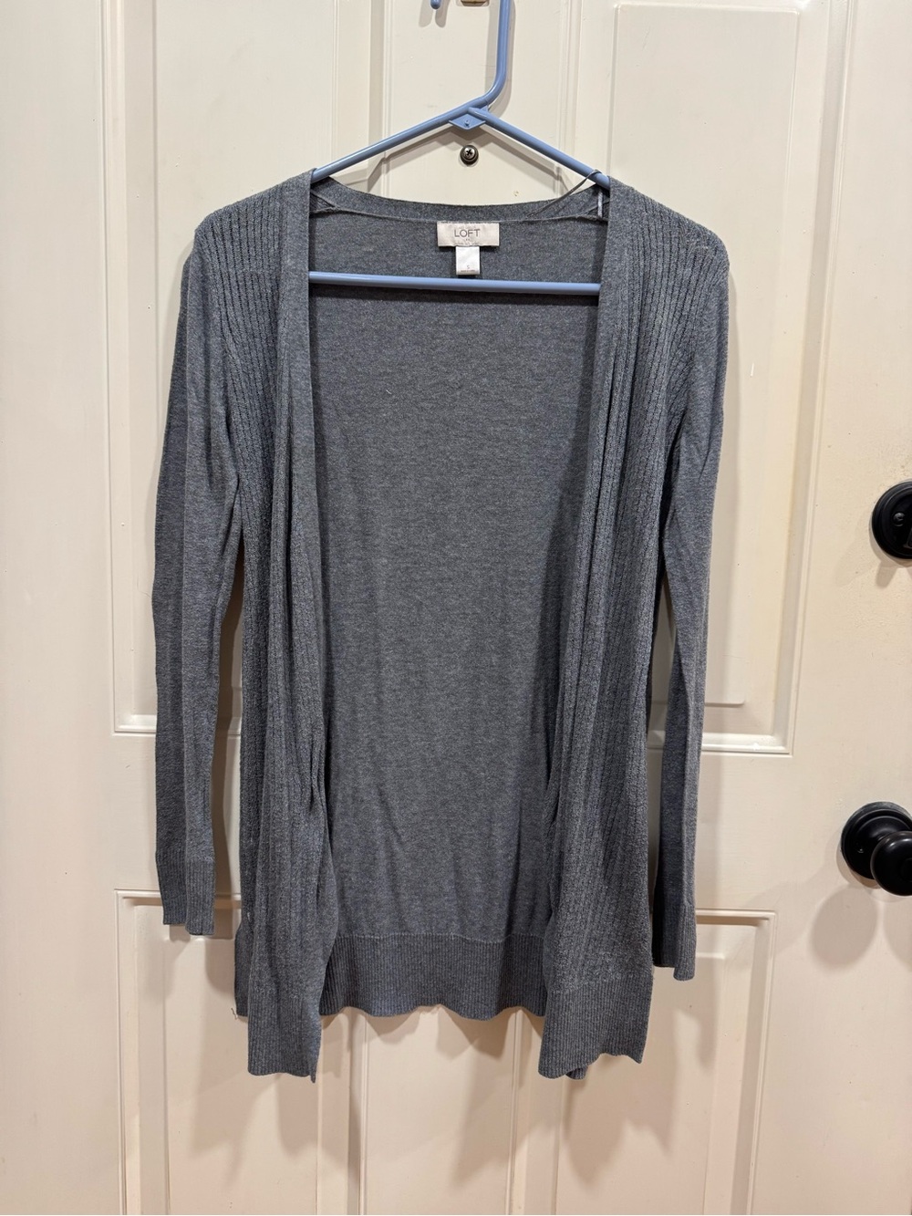 LOFT Gray Open-Front Lightweight Cardigan